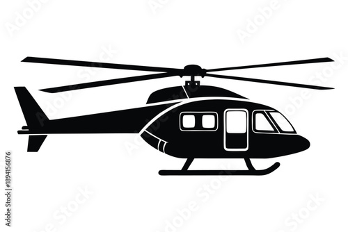 helicopter silhouette line art vector illustration with a white background