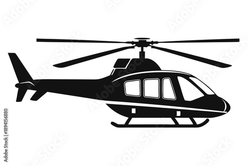 helicopter silhouette line art vector illustration with a white background