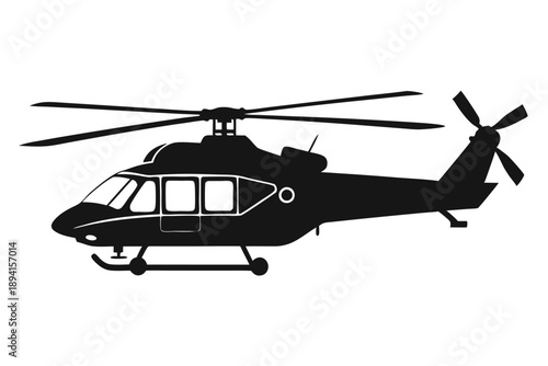 helicopter silhouette line art vector illustration with a white background