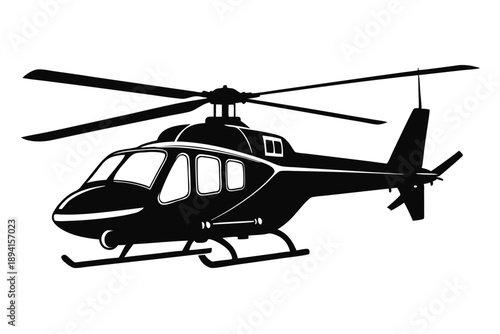 helicopter silhouette line art vector illustration with a white background