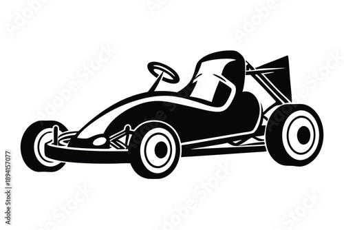 go kart silhouette line art vector illustration with a white background