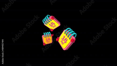 Colorful Valentine calendar popup animation showing 14 February date with hearts. Smooth 3D motion, festive look, transparent background. Perfect for love promos, ads, stories, reels,