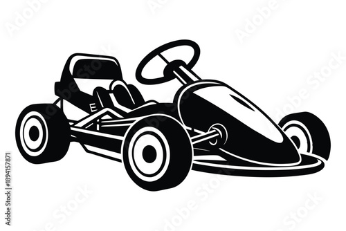 go kart silhouette line art vector illustration with a white background
