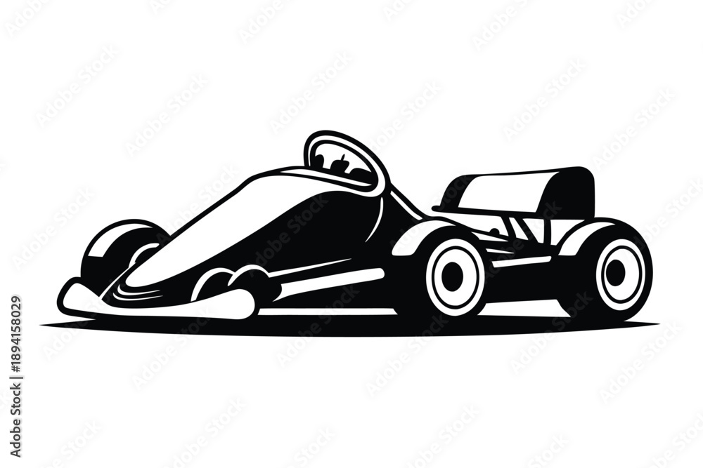Obraz premium go kart silhouette line art vector illustration with a white background
