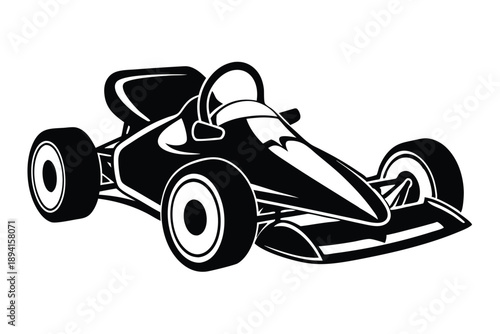go kart silhouette line art vector illustration with a white background