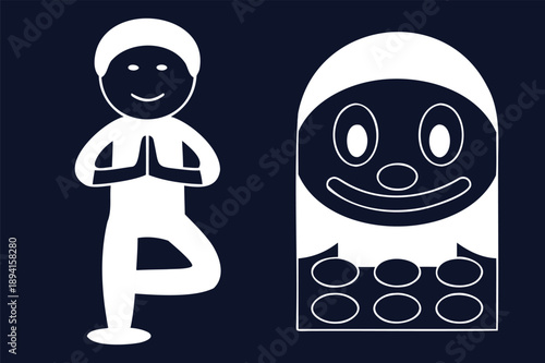 Pilgrimage Icons Hajj Islamic Rituals Religious Symbols Mecca Journey Worship