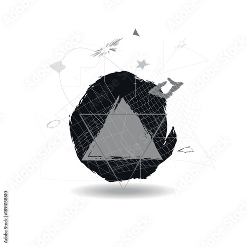 Data Stream Normalization, Vector Illustration. Abstract black and white data stream transforming from organic shapes, lines, into ordered  structure. Concept of data processing, normalization and AI 