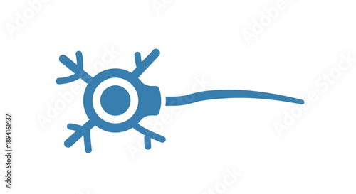 Simple blue neuron icon on white background.