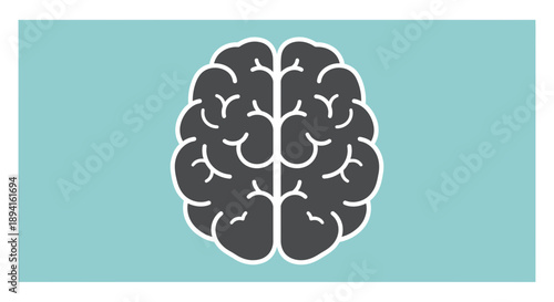 Human Brain Illustration on Light Blue Background.