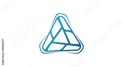 Abstract geometric triangle logo design in blue and white.