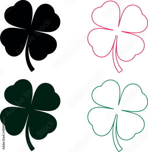 Four leaf clover symbols luck irish heritage green shamrock graphics