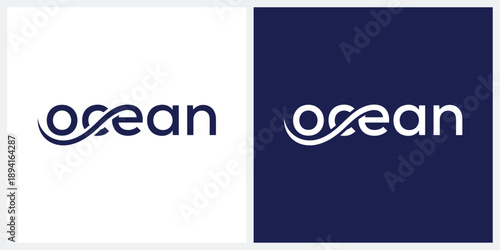 Minimalist ocean text logo design inspiration