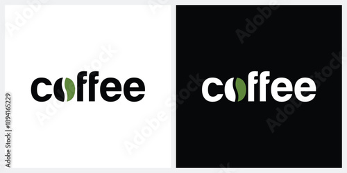 Coffee logo design, word mark coffee beans symbol icon concept