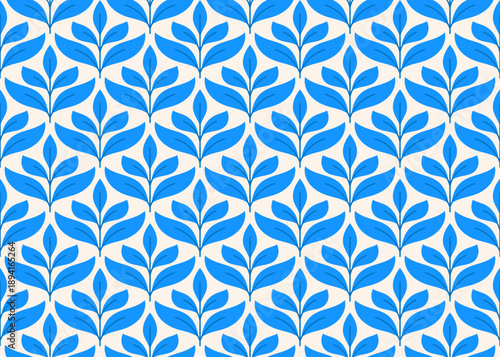 Abstract art deco leaves seamless pattern. Vector geometric texture.