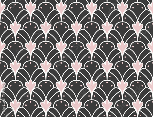 Abstract victorian seamless pattern. Vector art deco background. Geometric illustration.