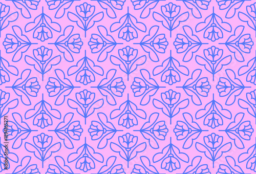 Cute Abstract Floral Seamless Pattern. Vector Art Deco Flower background.