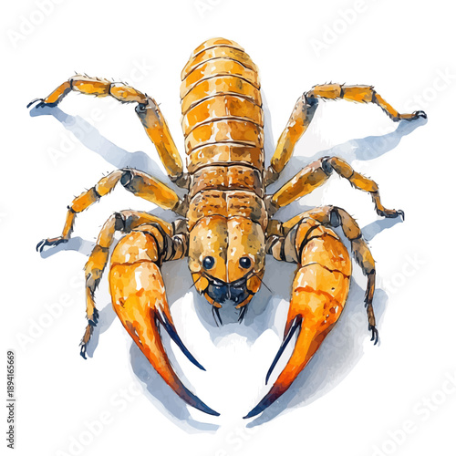 Pet Scorpion, serene watercolor vector artwork with smooth washes of color and refined textures, isolated on a white background.