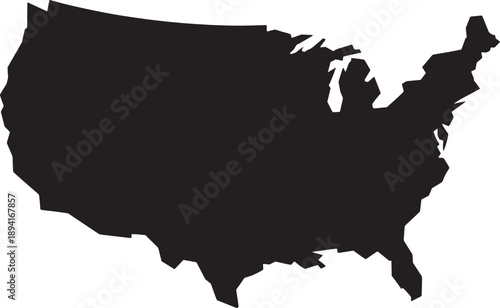 Map of the United States of America continent silhouette graphic