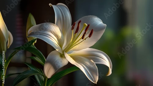 White Lily Flower Closeup Nature.