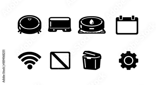 Collection of modern technology and settings icons