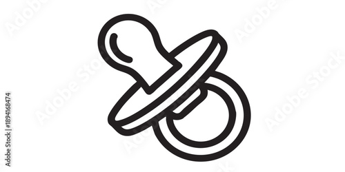 Soother (pacifier) vector icon, line design, minimal outline style, simple baby accessory symbol, isolated on transparent background
