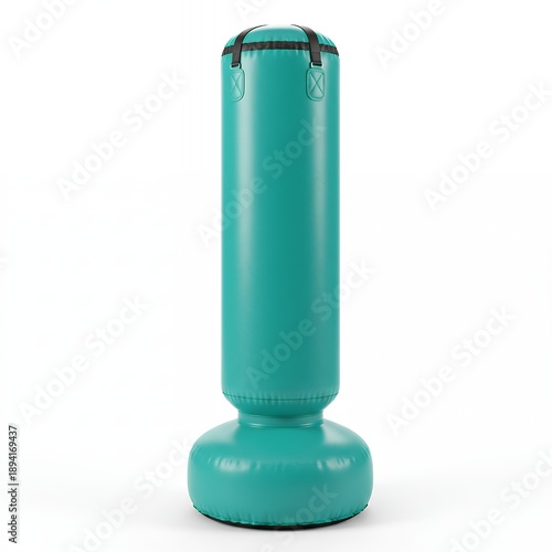 Wallpaper Mural Modern Teal Standing Punching Bag with Black Trim and Narrow Neck Design for Precise Kickboxing and MMA Striking Practice Isolated on White Torontodigital.ca