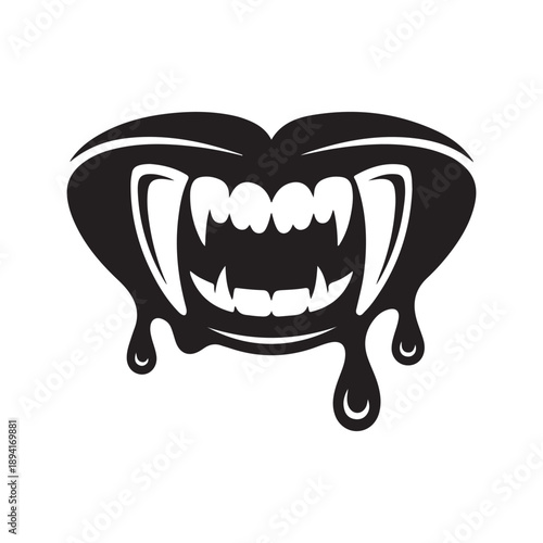 Vampire Fangs Dripping Blood Vector Design