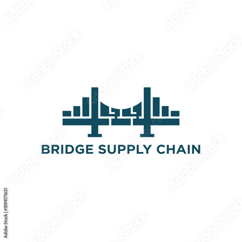 Professional dark blue bridge icon for global logistics and distribution service identity logo isolated on white background BRIDGE SUPPLY CHAIN