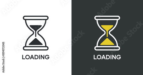 Hourglass icons representing time and loading processes black and white contrast