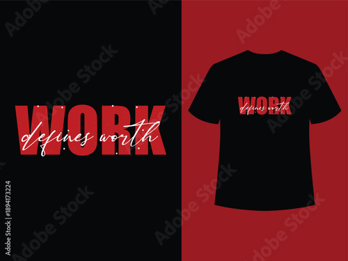 "WORK" Split Design
Bold graphic tee featuring modern "WORK" typography in striking red and black split design, perfect for streetwear enthusiasts and motivational fashion lovers.