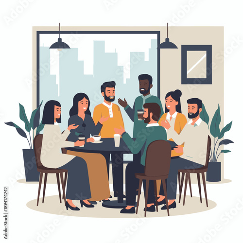 Diverse group of professionals having a meeting in a modern office.