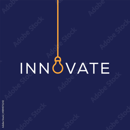 innovate logo design vector, typography light bulb logo icon concept