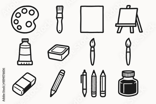 Vector simple bottle materials eraser ink icon art icons artistic material pencils