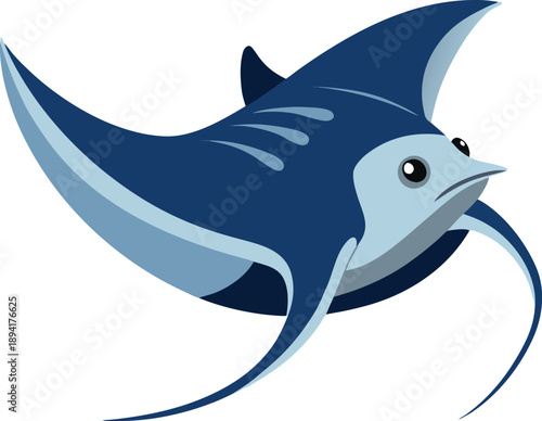 Blue whale cartoon isolated on transparent background