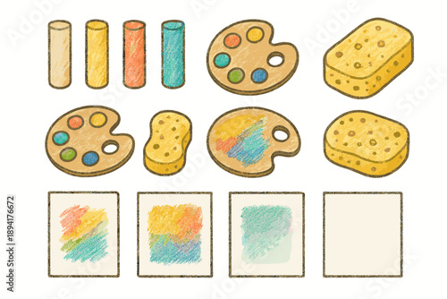 Color art vector palette sponge pastel icon tools sheet outline