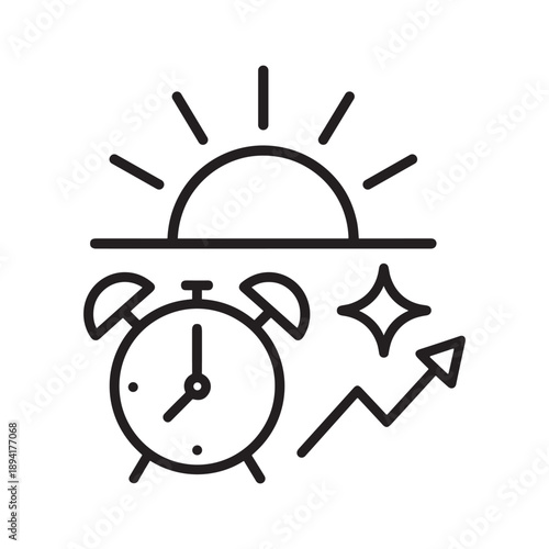 Morning routine and time management productivity icon