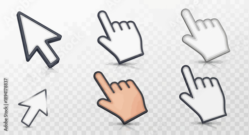 Collection of Computer Mouse Cursors and Hand Pointers for Interface Design and Web Applications