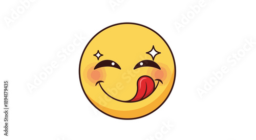 A gleeful emoji with a captivating expression and sparkling eyes conveying playful desire