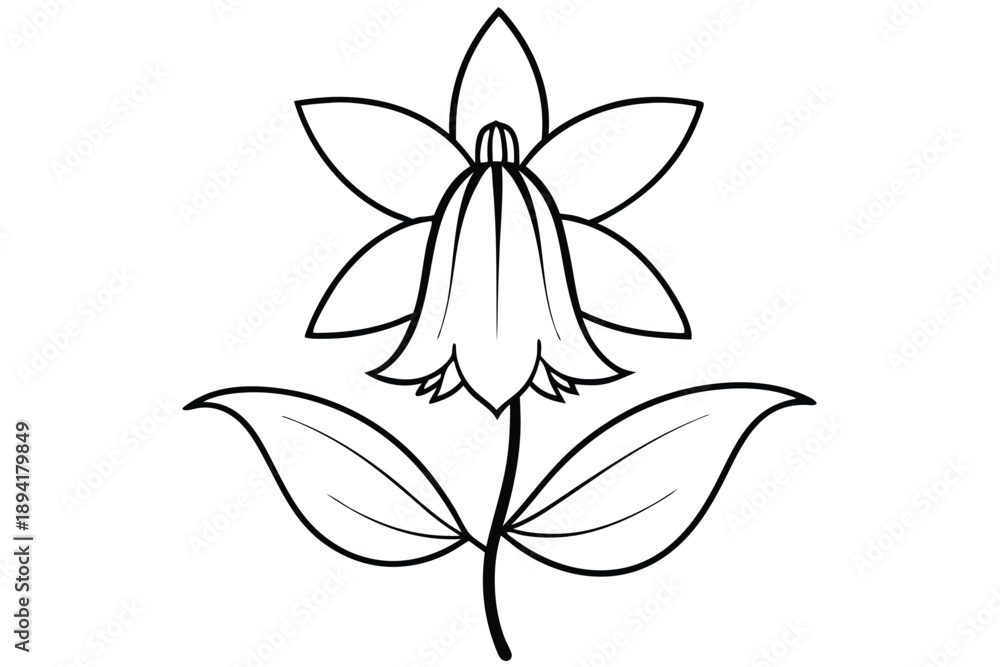 Obraz premium canterbury bells flower silhouette line art vector illustration with a white background
