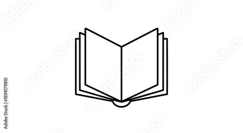 Open book icon, outline vector illustration
