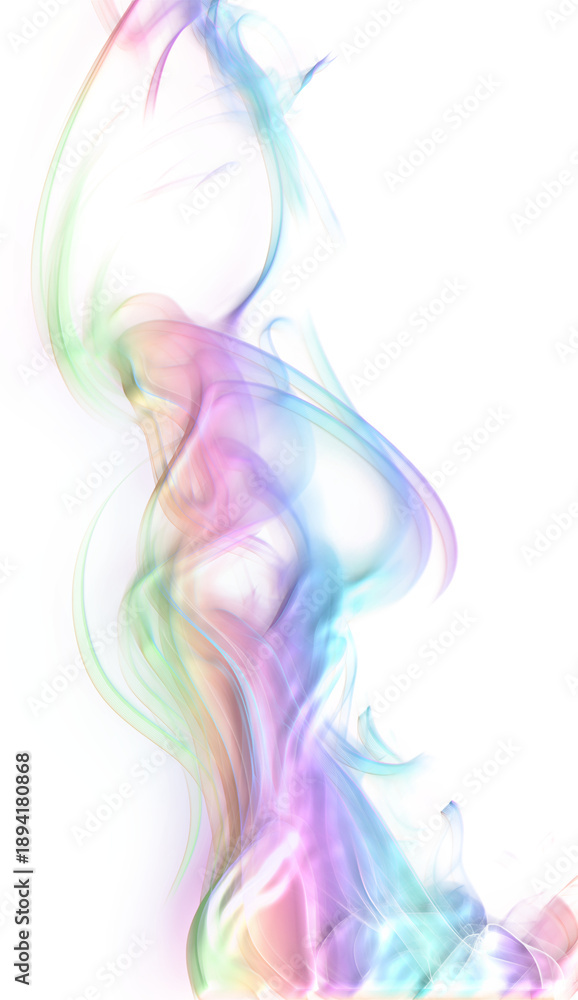 Fototapeta premium Abstract holographic smoke swirl png isolated on transparent background. Colorful iridescent fog and flowing vapor for modern creative overlay design