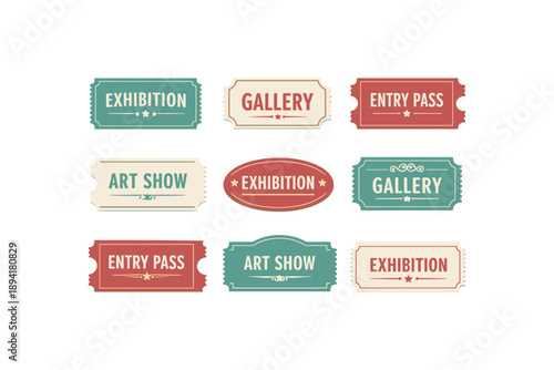 Vintage exhibition and gallery tickets collection with art show entry passes