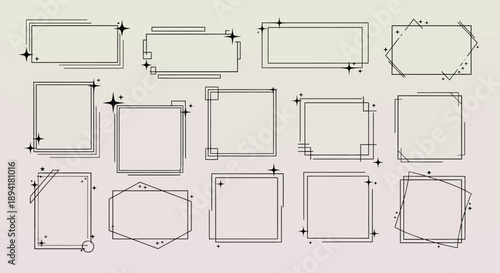 Assortment of geometric frames adorned with star accents for diverse creative projects