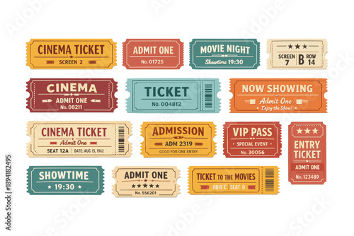 Collection of vintage cinema and event tickets