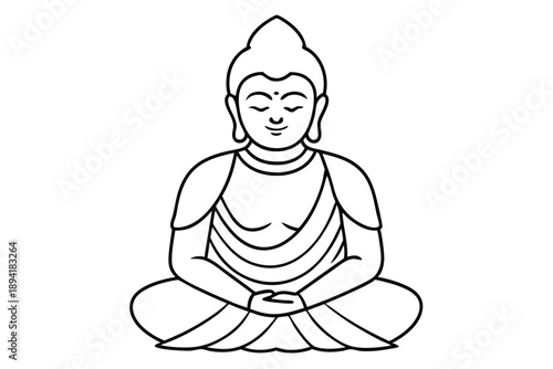 bodhisattva silhouette line art vector illustration with a white background