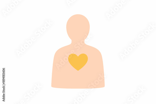 Figura silueteada con corazón dorado