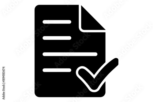 document with check mark symbolizing successful completion and task accomplished 