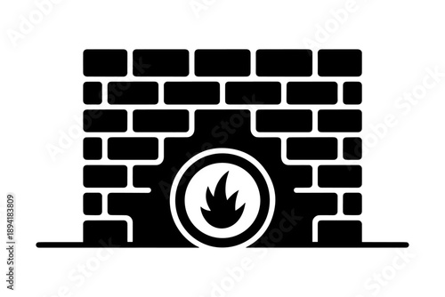 cozy silhouette of a fireplace with burning flames, a symbol of warmth and comfort