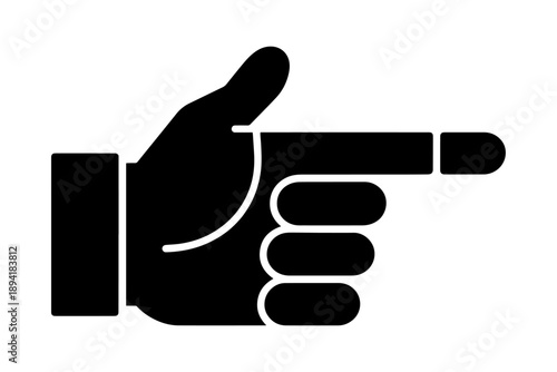 pointing hand with direction concept in black and white icon. A direct and simple guide or navigation symbol