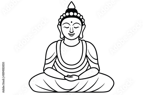 bodhisattva silhouette line art vector illustration with a white background